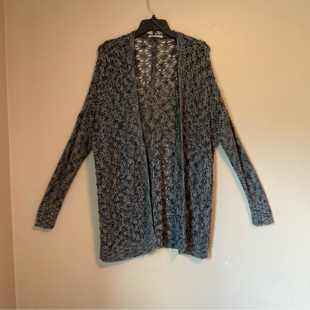 American Eagle Outfitters Gray Crochet Duster Length Cardigan Size Large